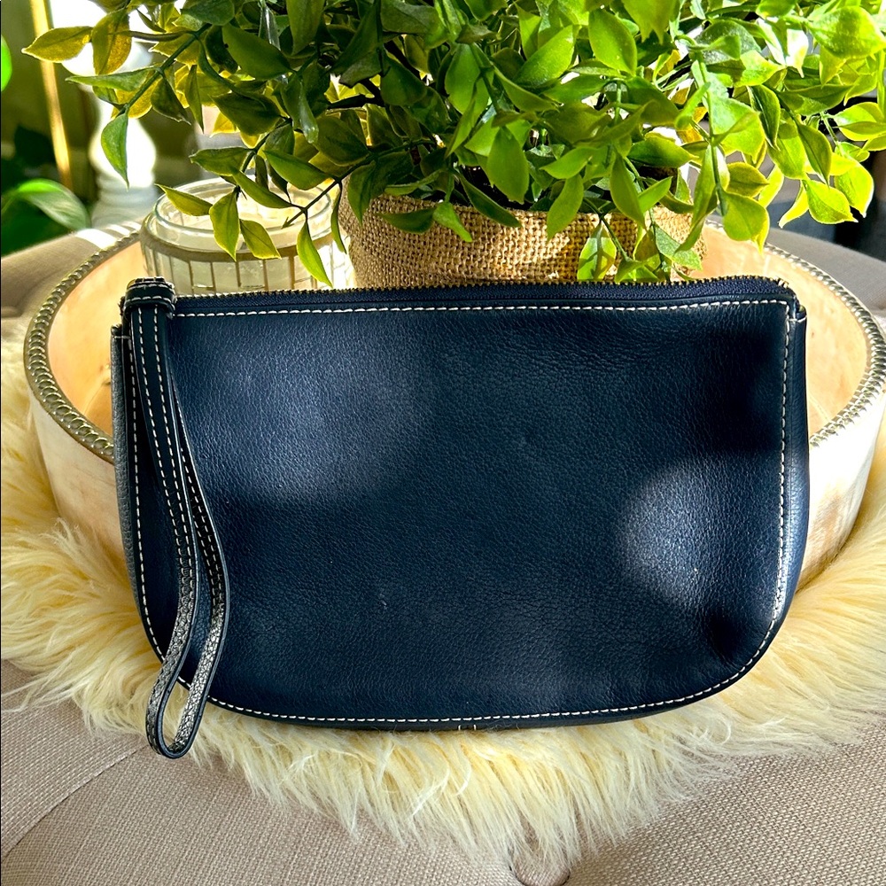 Talbots Navy and Cream Wristlet 100% leather